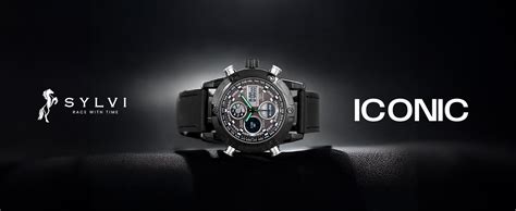 Sylvi Analogue-Digital Luxury Black Dial Brown Leather Strap Multi ...