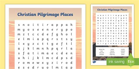 Christian Pilgrimage Sites Word Search