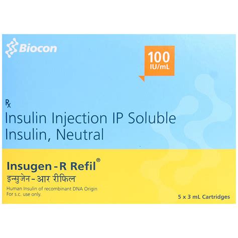 Insugen-R 100IU/ml Refil 3 ml | Uses, Side Effects, Price | Apollo Pharmacy