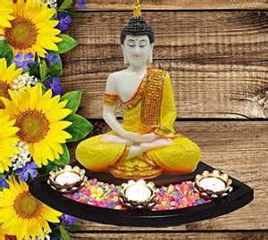 SN Handicrafts Sitting Gautama Buddha Idol Statue Showpiece (yellow ...