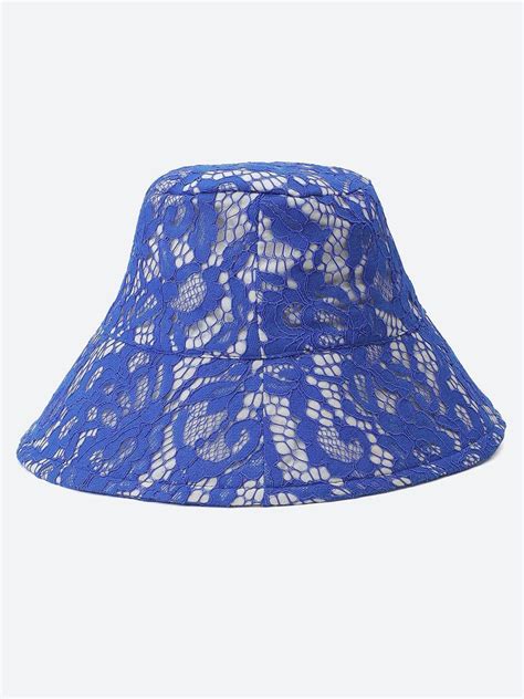 Grand Blue Lace Fabric Women Bucket Hat For Women – oxolloxo