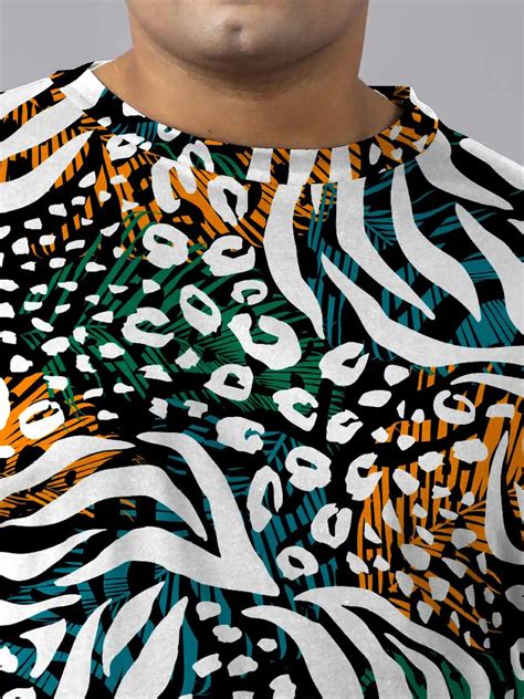 Buy Tropical Leaves Printed Plus Size Men’s Full Co-ord Set | Guniaa