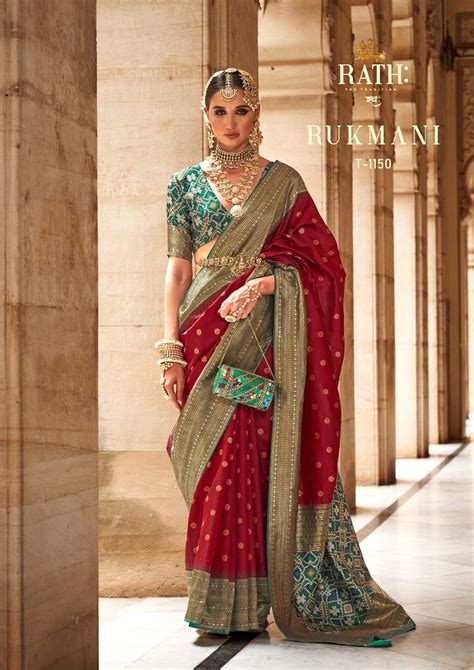 Maroon Green Soft silk Print Work Rukmani Banarasi Saree – Auraya Fashion