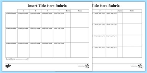 Editable Rubric Templates (teacher made)