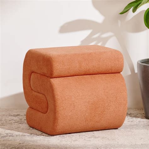 Buy Alfie Velvet Pouffe - Orange from Home Centre at just INR 4499.0