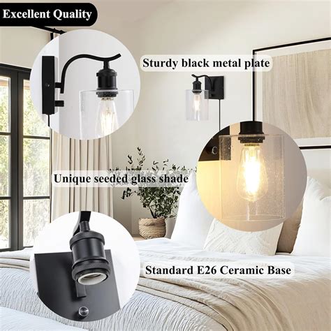 Sheenkarion Set of 2 Plug in Black Wall Sconces,Farmhouse India | Ubuy