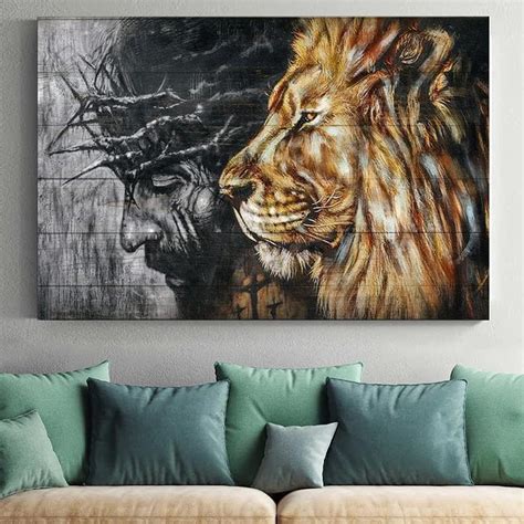 SchwartsCount Large Jesus and Lion Canvas Wall Art Jesus Pictures India ...