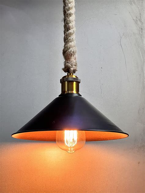 MULTY RAYS Metal Industrial Beautiful Rope Hanging Light Texture Black ...
