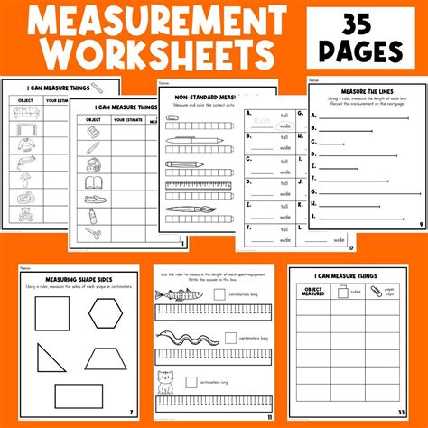 Image result for Beginning Measurement Worksheets