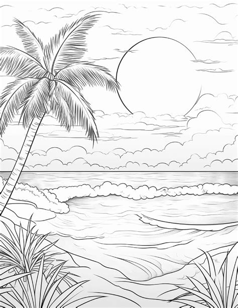 220 Beach Sunset Coloring Pages - Adults and Kids Coloring Pages ...