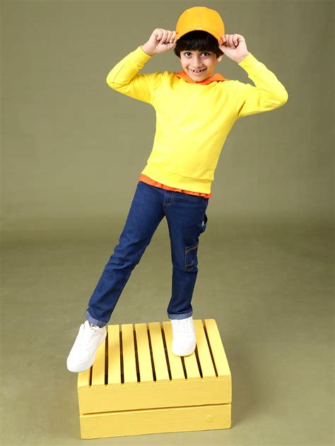 Boys Yellow Cotton Solid Sweatshirt – Tales & Stories