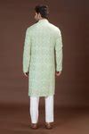 Buy Green Georgette Embroidery Chikankari Mandarin Collar Kurta For Men ...