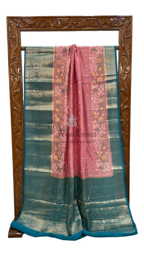 Pure Chiniya Silk Handloom Banarasi Saree with Chikankari — The Handlooms