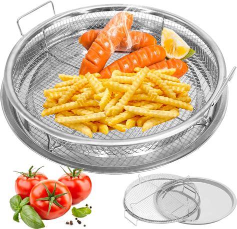 Amazon.com: Air Fryer Basket for Oven,2 Pieces Set Round Silver 12.9 ...