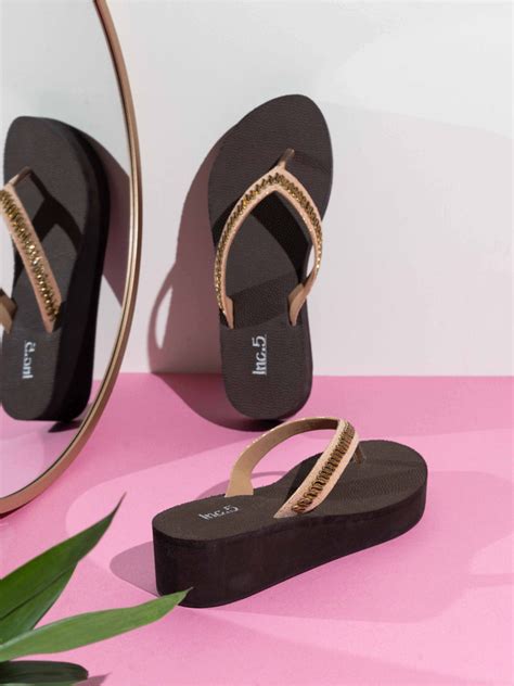 Buy Now Womens Rose Golden Party Wear Solid Round Toe Wedges Heel Slip-On