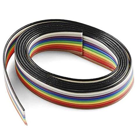 ElectroSys 10 Core Rainbow Color Flat Ribbon Wire – 2 Meter, Multicolor ...
