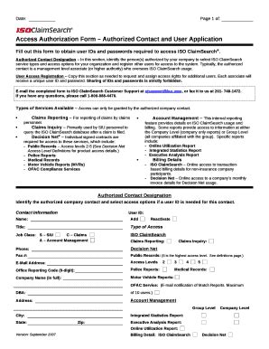 Fill out this to obtain user IDs and passwords required to access ISO ...