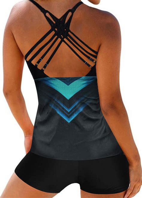 Strappy Back Geometric Print Tankini Set | modlily.com - USD $29.14 ...