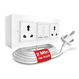 GM Cuba 16A 2+2 Extension Board with 2Mtr Extension Cord, Heavy-Duty ...