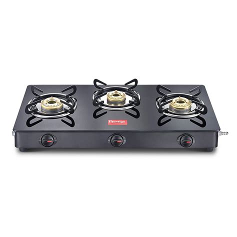 Prestige Magic Toughened Glass-Top 3 Brass Burner Gas Stove | Black ...
