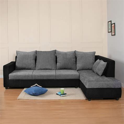 WESTIDO Perfect Homes Porto Fabric 5 Seater Sofa (Finish Color - Black ...
