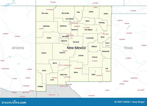Counties Of New Mexico Political Map Stock Photography | CartoonDealer ...