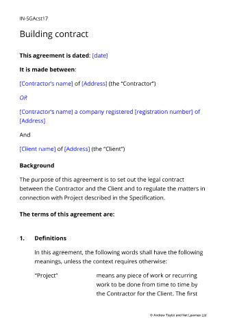 Building Contract: Small Works