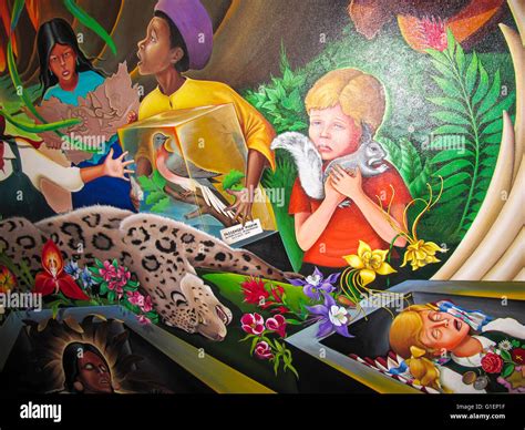 DENVER, USA, 26. Juli 2008: Kinder des Wandbildes Traum von Frieden in ...
