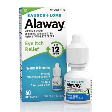 Alaway Allergy Eye Drops for Dry Itchy Eyes with Antihistamine that Works in Minutes, 0.34 fl oz ...