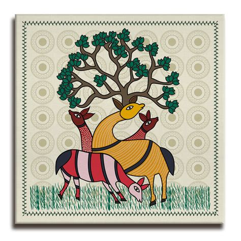 Tanjore Indian Traditional Canvas Painting with Large Framed Canvas ...