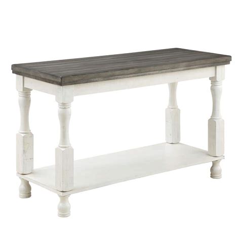 Furniture of America Heavenly 47.5 in. Antique White and Gray Rectangle ...