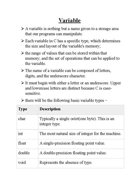 Variable - Variable A variable is nothing but a name given to a storage ...