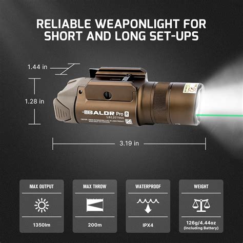 OLIGHT Baldr Pro R Tactical Green Laser Weaponlight 1350 Lumens ...