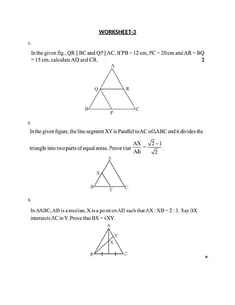 Triangles class 10 - 1. In the given fig., QR Il BC and QP AC. If PB 12 ...