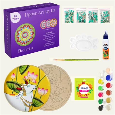 Decordial 8" Premarked pichwai art Materials kit with MDF DIY kit (2pcs ...