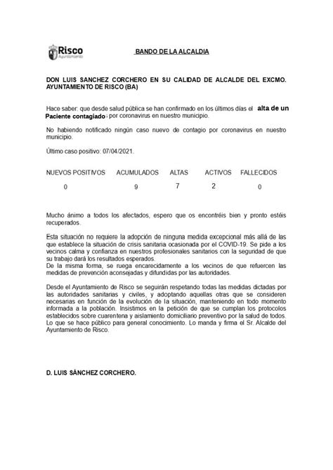 BANDO DE LA ALCALDIA: