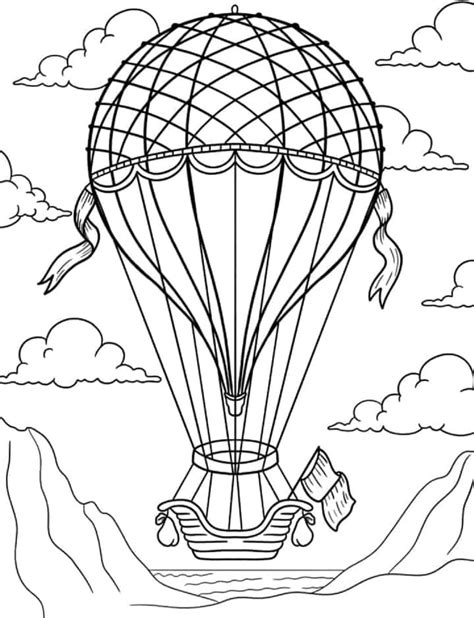 Hot Air Balloon Coloring Page Printable