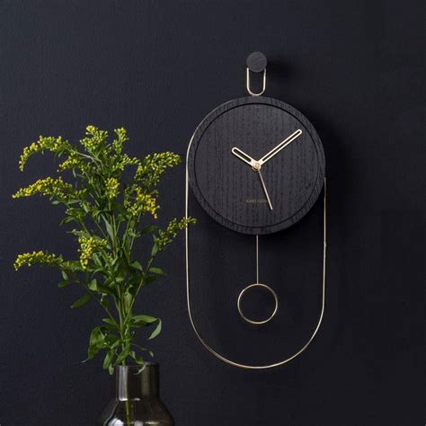 Karlsson Swing Pendulum Wall Clock - Black Wood