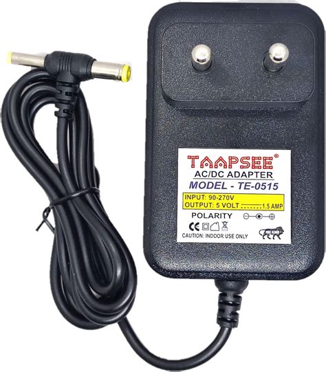 Taapsee 5V 1.5A Power Supply 100-240V AC to DC 5Volt 1.5Amp 1500mA ...