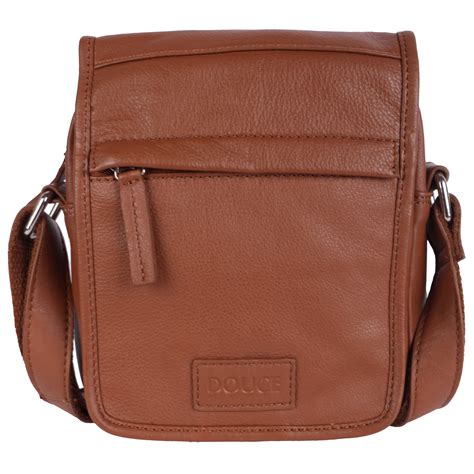 DOUCE Premium Leather Small Sling Bag for Men (Tan)