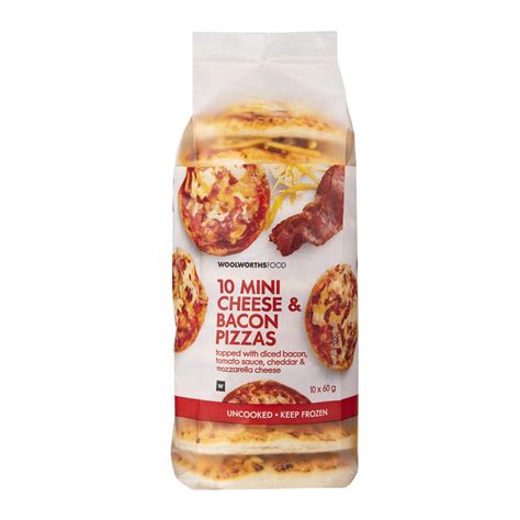 Frozen Mini Cheese & Bacon Pizzas 10 x 60 g | Woolworths.co.za
