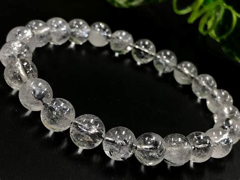 【1点もの】透明度 ★鈍色の光★天然石ブレスレット/スティブナイトインクォーツ(アンチモナイト/輝安鉱/Stibnite/Antimonite ...