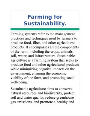Farming System and Sustainable Agriculture 2 - system that seeks to ...