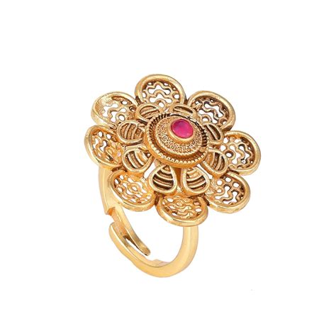 Estele Fashion Jewellery Finger Rings for Women Gold Plated Gilded ...