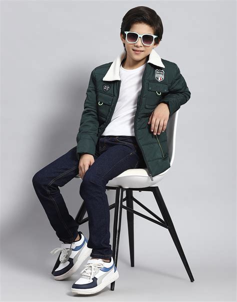 Buy Boys Green Solid Collar Full Sleeve Boys Jacket Online in India ...