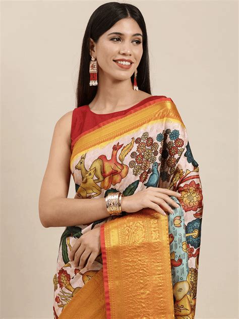 Designer Kalamkari Print Pattu Banarasi Silk Saree