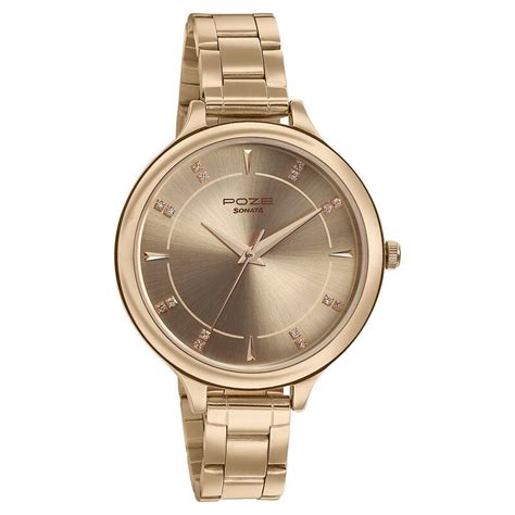 Buy Online Sonata Poze Quartz Analog Rose Gold Dial Stainless Steel ...