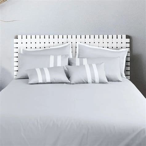 Malako Luxe Silver Grey Plain Striped 100% Cotton King Size Duvet Cove ...