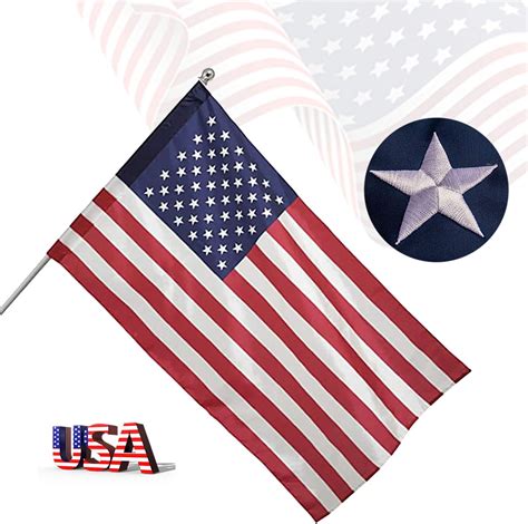 Buy Freefy American Flag 2.5x4 Ft Pole Sleeve Banner Style-Embroidered ...