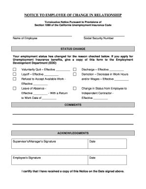 Notice To Employee As To Change In Relationship Example 2020-2026 ...